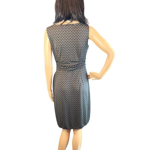 LOFT Petites Sleeveless Geo Print Dress in Brown/Green Size 6P - Picture 5 of 9
